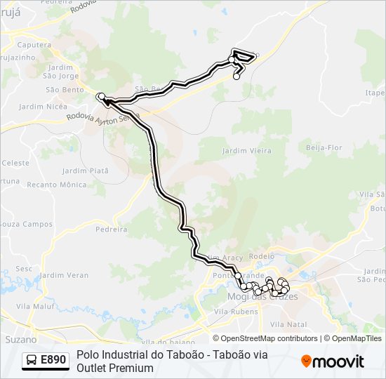 Mapa de E890 de autobús