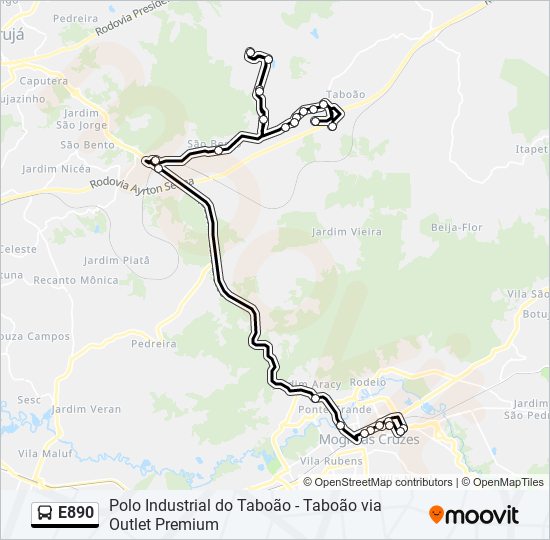 Mapa de E890 de autobús