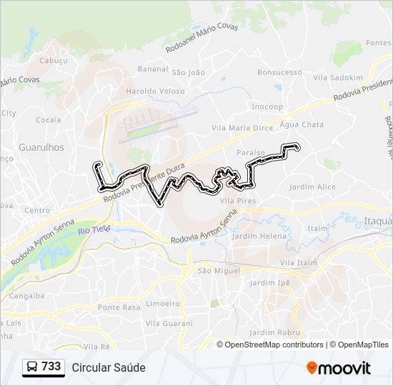 Mapa da linha 733 de 