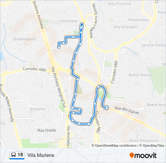 Mapa de 18 de autobús