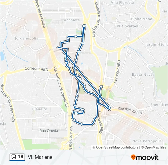 18 Bus Line Map