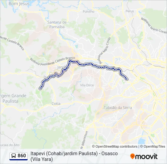 860 Bus Line Map