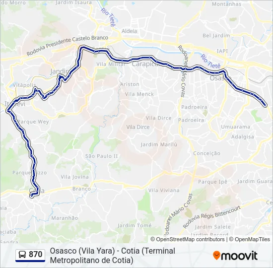 870 Bus Line Map