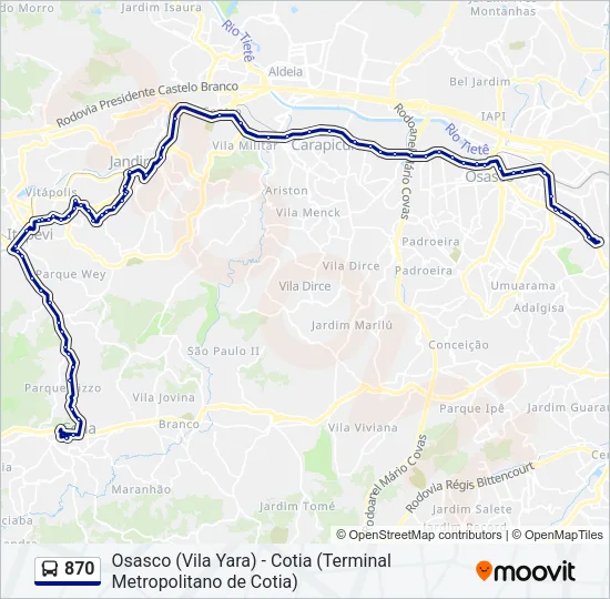 870 Bus Line Map