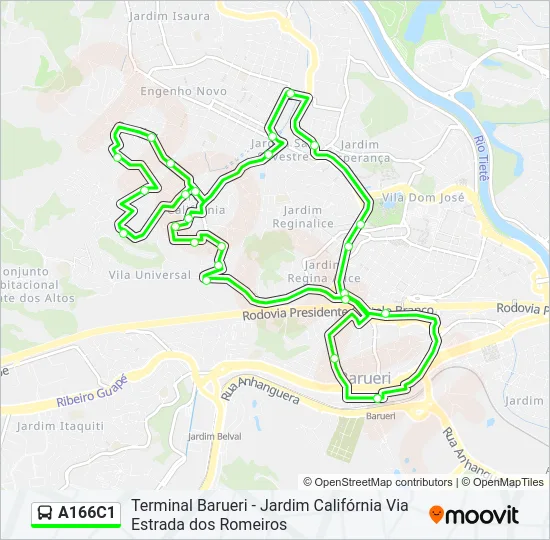 A166C1 Bus Line Map