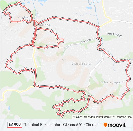 Mapa da linha 880 de ônibus