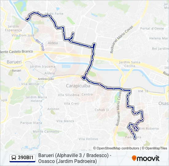 390BI1 Bus Line Map