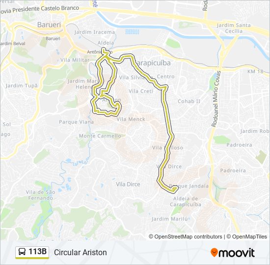 113B bus Line Map