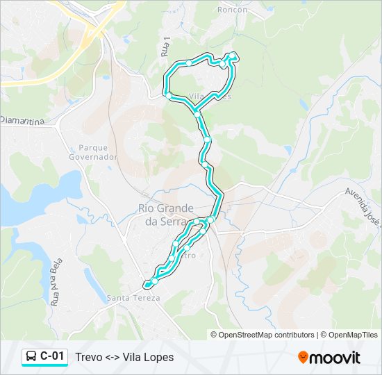 Mapa da linha C-01 de ônibus