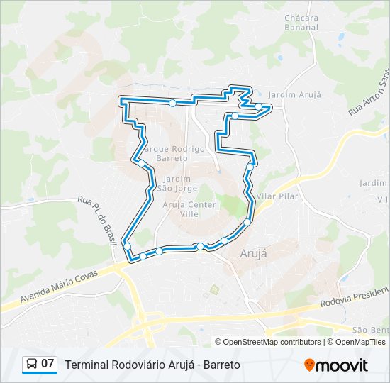 Mapa da linha 07 de ônibus