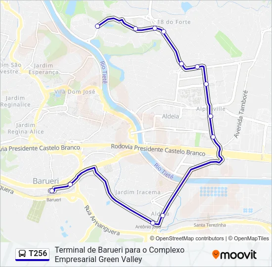 T256 Bus Line Map