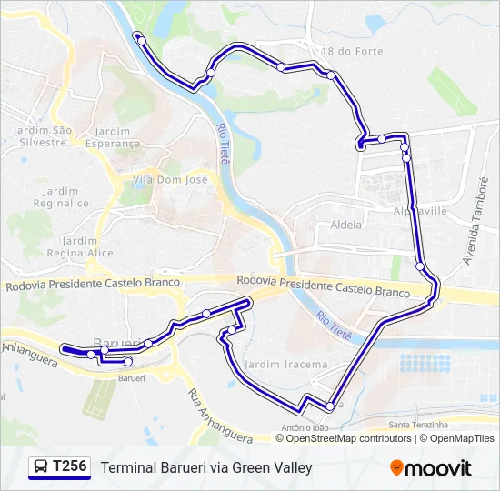 T256 Bus Line Map