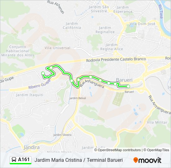 Mapa de A161 de autobús