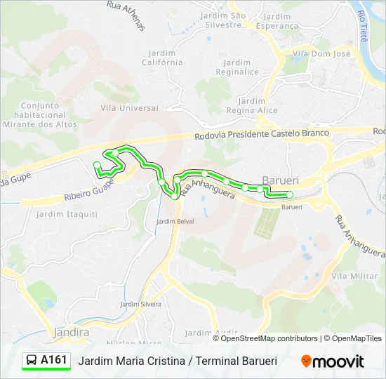 A161 Bus Line Map