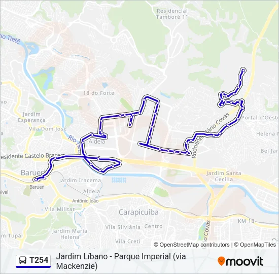T254 Bus Line Map