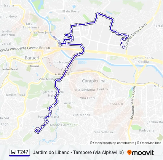 T247 Bus Line Map