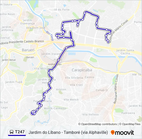 T247 Bus Line Map