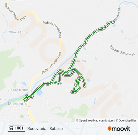 1001 bus Line Map