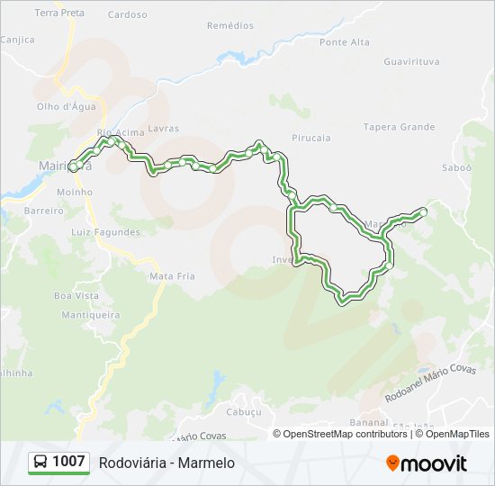 Mapa da linha 1007 de ônibus