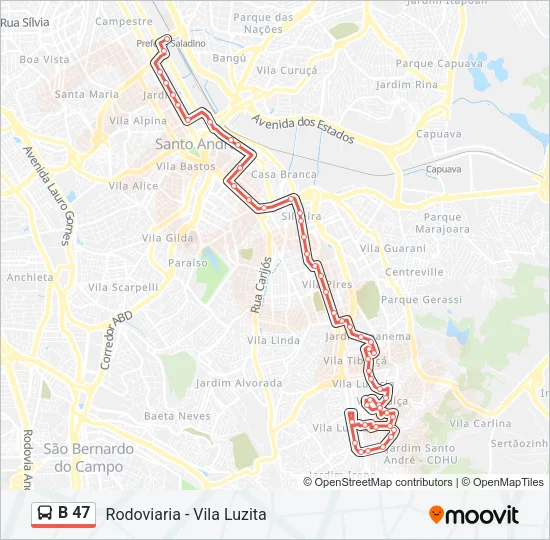 B 47 Bus Line Map