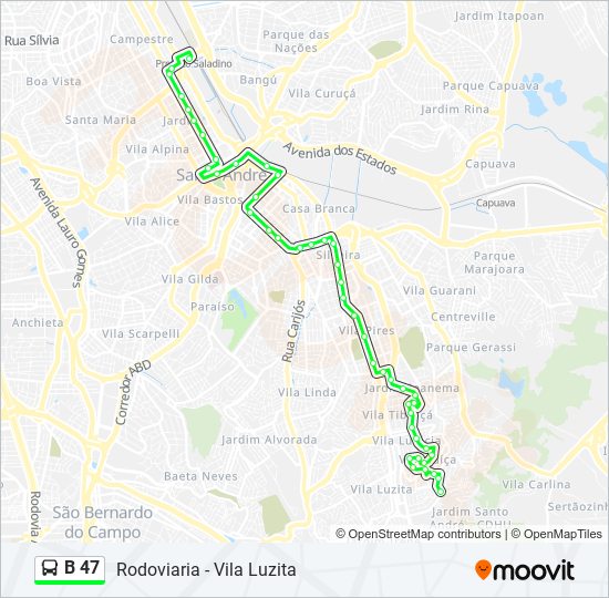 B 47 bus Line Map