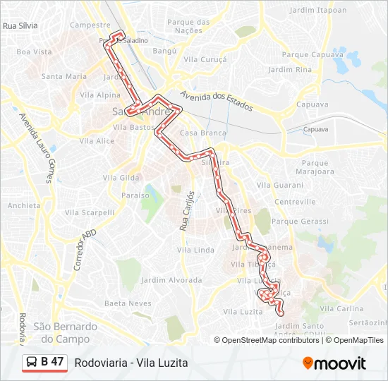 B 47 Bus Line Map