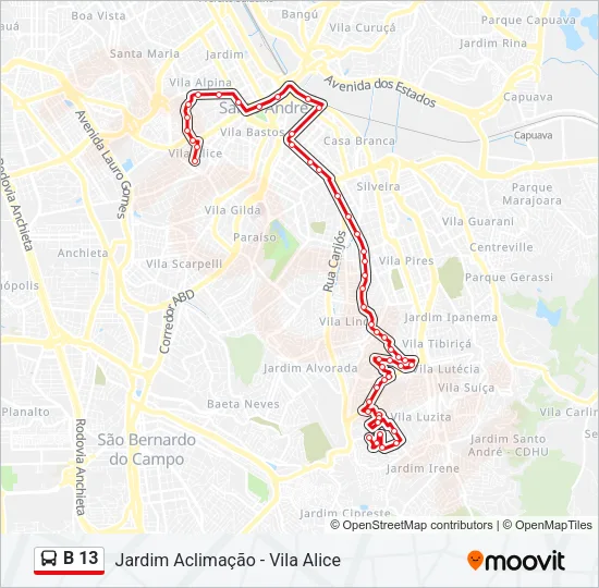 B 13 Bus Line Map