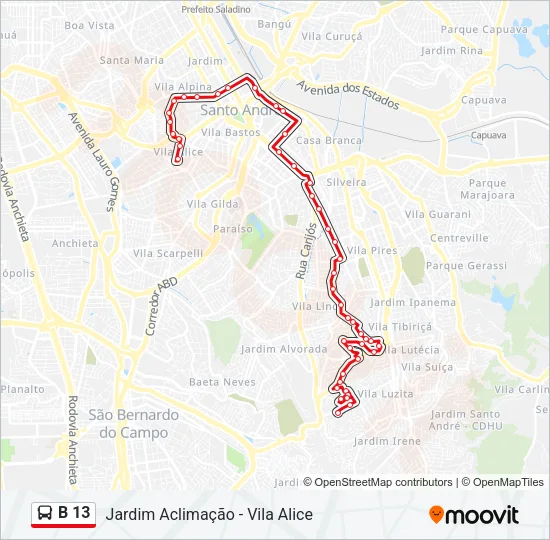 B 13 Bus Line Map