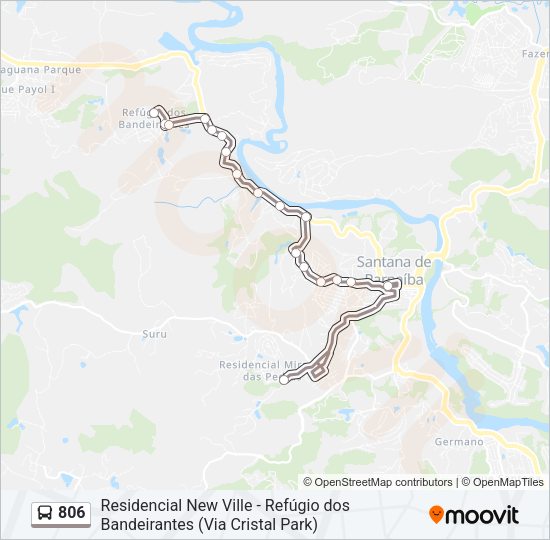 Mapa da linha 806 de ônibus