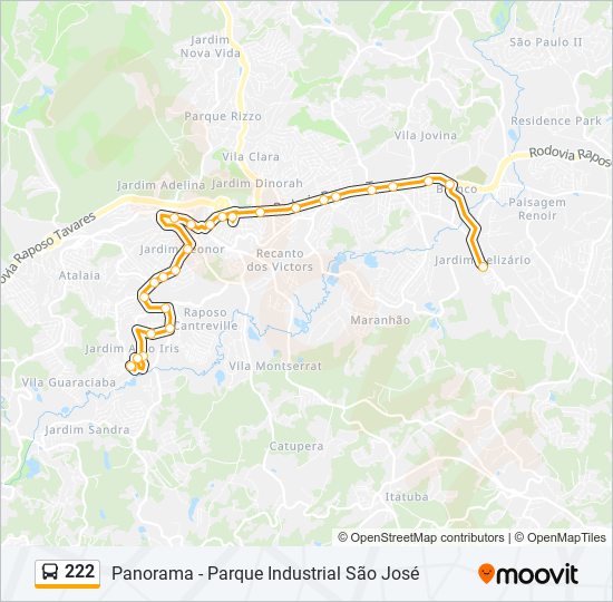 Mapa de 222 de autobús