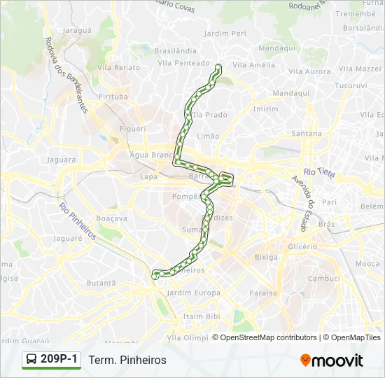 209P-1 Bus Line Map