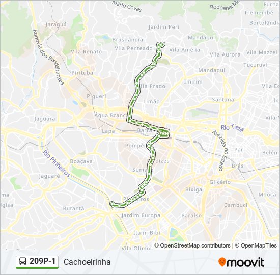 Mapa de 209P-1 de autobús