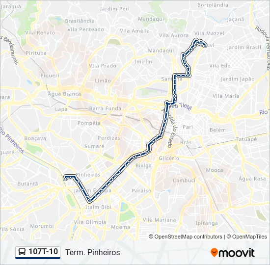 107T-10 Bus Line Map