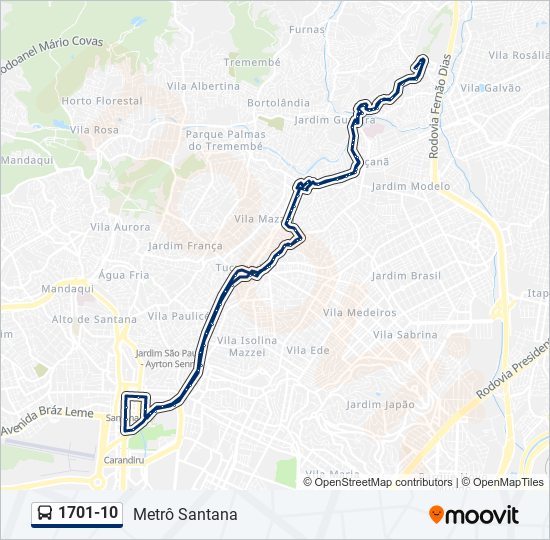 Mapa de 1701-10 de autobús