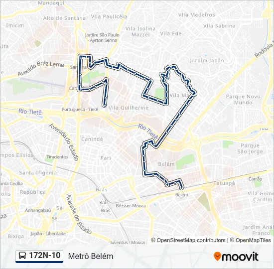 172N-10 Bus Line Map