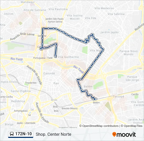 172N-10 Bus Line Map
