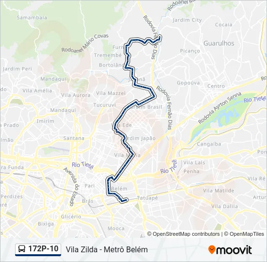 172P-10 Bus Line Map