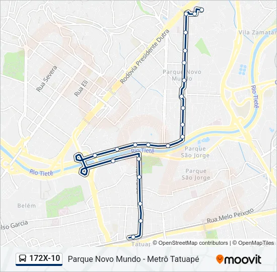 172X-10 Bus Line Map