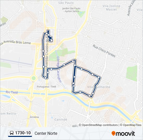 Mapa da linha 1730-10 de ônibus