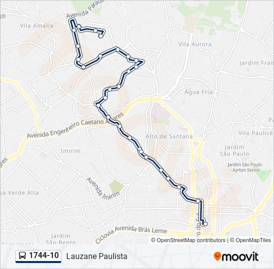 Mapa da linha 1744-10 de ônibus