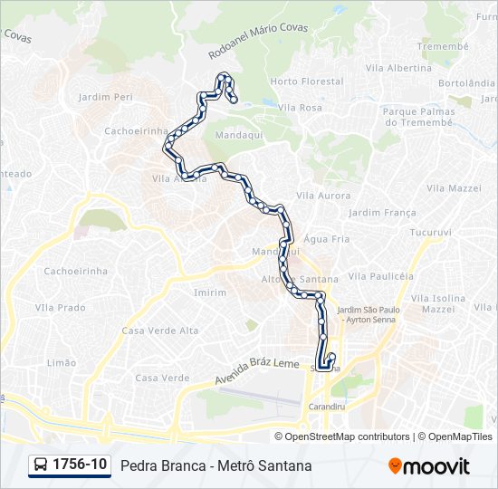 Mapa da linha 1756-10 de ônibus