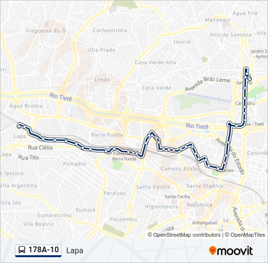 Mapa da linha 178A-10 de ônibus