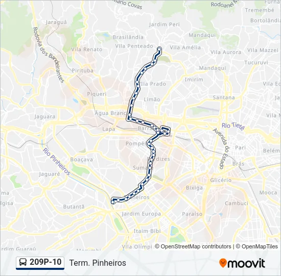 209P-10 Bus Line Map