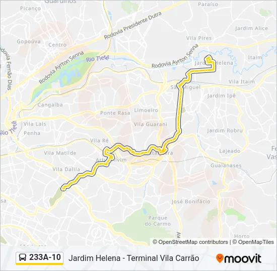 233A-10 Bus Line Map