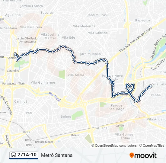 271A-10 Bus Line Map