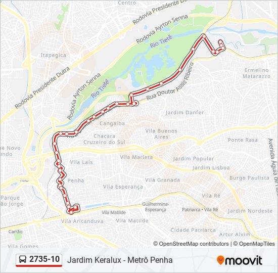 Mapa de 2735-10 de autobús