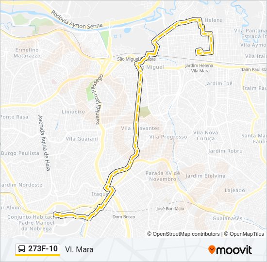 Mapa da linha 273F-10 de ônibus