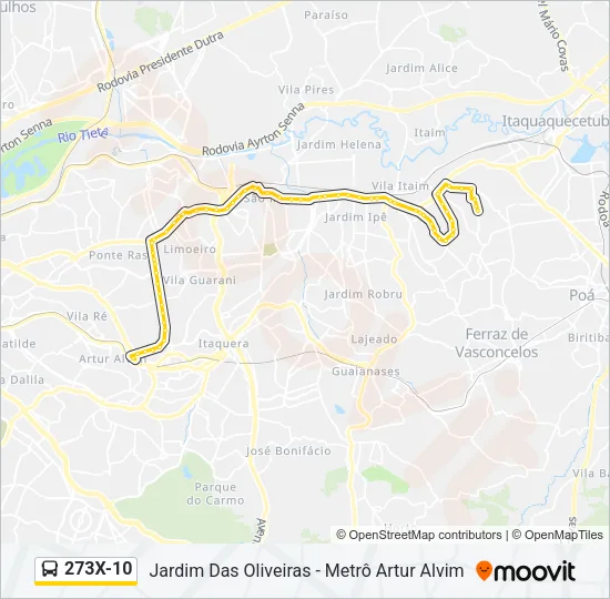 273X-10 Bus Line Map