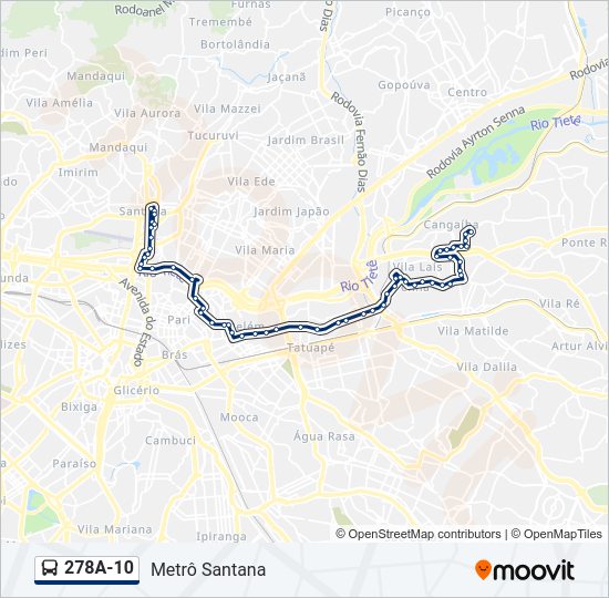 Mapa de 278A-10 de autobús