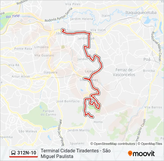 312N-10 Bus Line Map